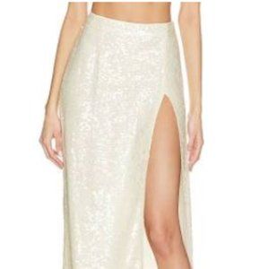 Lapointe Sequin Viscose High Waist Slit Skirt